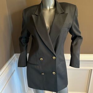 Christian Dior Women's Double-Breasted Dark Grey Blazer Jacket Sz 4. 36”B 28”L